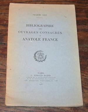 Bibliographie des ouvrages consacrés à Anatole France