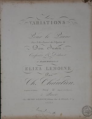 Seller image for Variations. Pour le Piano. Sur l'Air Favori de l'Opera Don Juan. Gestochene Noten. Plattennummer 535. for sale by Antiquariat  Braun