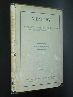 Imagen del vendedor de Memory: Lectures on the Specific Energies of the Nervous System a la venta por Bookworks [MWABA, IOBA]