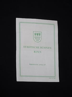 Bild des Verkufers fr Programmzettel Stdtische Bhnen Kln 1946/ 47. MADAME BUTTERFLY von Illica/ Giacosa, Puccini (Musik). Musikal. Ltg.: Heinz Pauels, Insz.: Joachim Liman, Bhnenbild: Walter Gondolf, Kostme: Wera Schawlinsky. Mit Charlotte Hoffmann-Pauels, Wilhelm Otto, Margot Janz, Alice Klver, Margarethe Bremer, Karl Schwenzer, Johannes Tschub, Paul Hoffmanns, Peter Nohl, Rutheva Klae zum Verkauf von Fast alles Theater! Antiquariat fr die darstellenden Knste