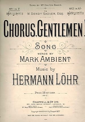 Chorus Gentlemen ! Vintage Sheet Music as Sung By Mr Dalton Baker