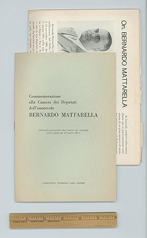 Bernardo Mattarella, 1971 Commemorization Pamphlet with Speeches,Together With Biographical Artic...