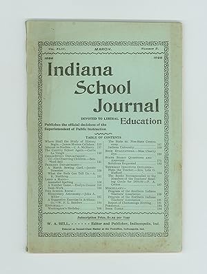 Seller image for Indiana School Journal Devoted to Liberal Education, Edited & Published by W. A. Bell. Concerning Pedagogy, Elementary Schools, Teacher Education, Public Instruction, Vintage Periodical, March 1898. for sale by Brothertown Books