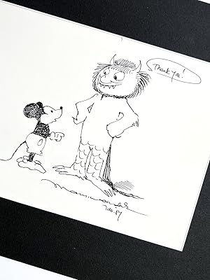 Original art of a Wild Thing and Mickey Mouse