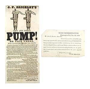 [Broadside] J.F. Brickley's Lift and Force Pump! Or Vice Versa. Patented Mar. 10, 1857 [Offered W...