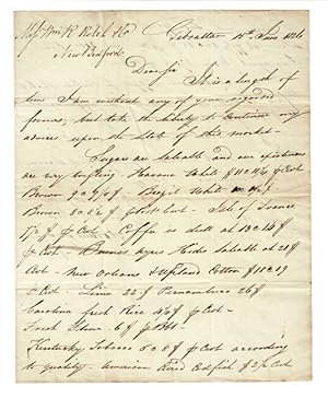Two-page autograph letter signed to Rotch & Co. of New Bedford, from Horatio Sprague