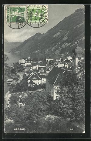 Ansichtskarte Gersau, Panoramablick auf Ort und See