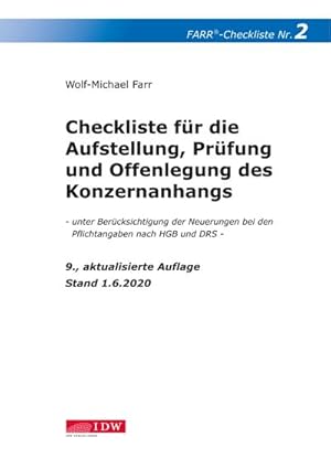 Immagine del venditore per Farr, Checkliste 2 (Konzernanhang), 9. Aufl. venduto da BuchWeltWeit Ludwig Meier e.K.