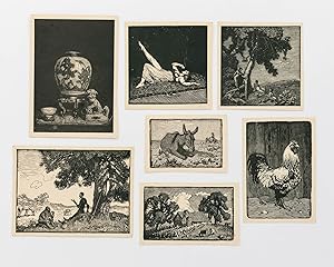 A selection of seven small woodcuts from 'A Book of Woodcuts. Drawn on Wood and engraved by Lione...