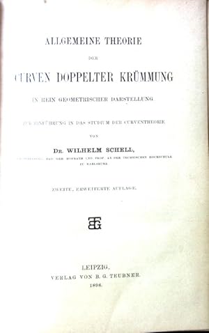 Imagen del vendedor de Allgemeine Theorie der Curven doppelter Krmmung in rein geometrischer Darstellung. a la venta por books4less (Versandantiquariat Petra Gros GmbH & Co. KG)