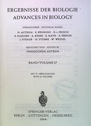 Bild des Verkufers fr Ergebnisse der Biologie - Advances in Biology, Band /Vol. 27. zum Verkauf von books4less (Versandantiquariat Petra Gros GmbH & Co. KG)