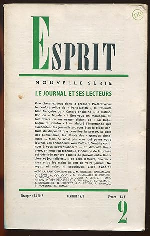 Seller image for Esprit nouvelle srie n400, Fvrier 1971 - Le journal et ses lecteurs for sale by LibrairieLaLettre2