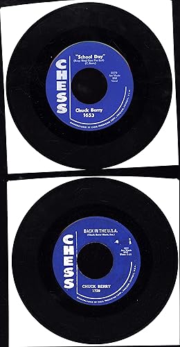 Image du vendeur pour Back In The U.S.A. / Memphis, Tennessee (from the Hal Roach Motion Picture 'Go Johnny Go,' AND A SECOND SINGLE, 'School Day' (Ring! Ring! Goes the Bell) / Deep Feeling (TWO VINYL CHUCK BERRY 45 ROCK 'N ROLL 'SINGLES') mis en vente par Cat's Curiosities