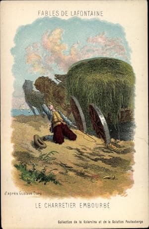 Bild des Verkufers fr Knstler Ansichtskarte / Postkarte Fables de Lafontaine, Gustave Dor, Le Chartier embourb, Heuwagen zum Verkauf von akpool GmbH