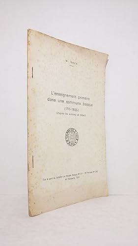 Seller image for L'enseignement primaire dans une commune basque (1715-1885). for sale by Librairie KOEGUI
