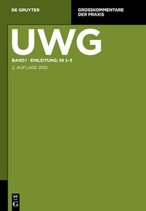 Image du vendeur pour UWG: Einleitung;  1-3 (Grokommentare der Praxis) mis en vente par AHA-BUCH
