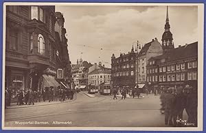 Bild des Verkufers fr AK Wuppertal-Barmen, Altermarkt, Teilansicht, Straenbahnen, umseitig handschriftlich 1931 datiert, ungelaufen zum Verkauf von GAENSAN Versandantiquariat