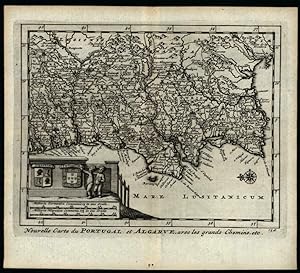 Portugal Algarve 1715 decorative van der Aa engraved miniature map cartouche