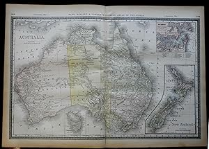 Australia New Zealand Sydney Port Jackson Tasmania 1882 large folio map