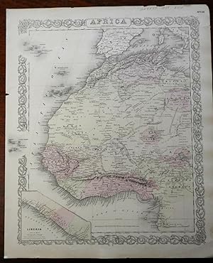 West Africa Liberia Guinea Morocco Sahara Desert Cape Verde 1855 Colton map