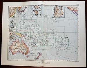 Oceania Australia New Zealand Hawaii 1950's Catholicism Religious Vintage Map