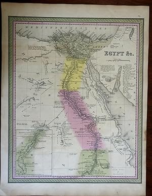 Egypt Nile River Nubia Cairo Archaeological Notations c. 1846-9 Mitchell map