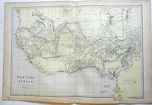 West Africa Guinea Senegal Gambia Ivory Coast Dahomey 1883 Blackie map