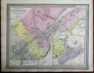 Eastern Canada Lower Canada Montreal Quebec St. Lawrence c. 1846-9 Mitchell map