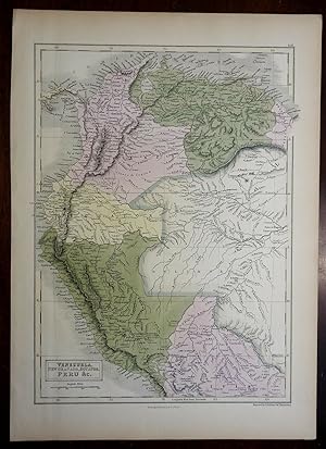 South America Colombia Venezuela Ecuador Peru 1854 A. & C. Black map