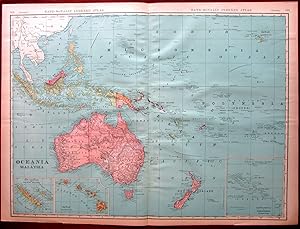 Australia New Zealand Malaysia Oceania 1905 huge detailed Rand McNally map