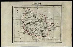 Senegal West Africa double impression 1836 Tardieu Perrot rare miniature map