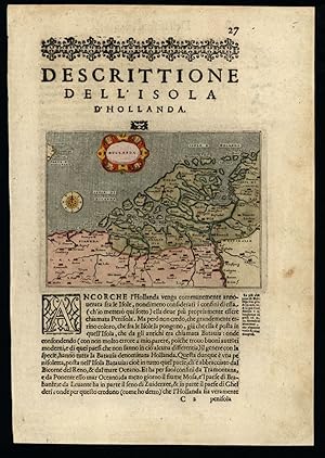 Netherlands Holland Nederland 1620 Porcacchi miniature map hand color