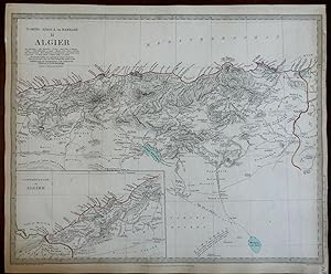 Algeria North Africa French colony 1834 SDUK detailed antique map