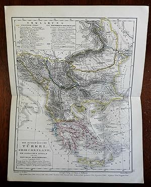 Ottoman Balkans Greece Montenegro Ionian Islands 1858 Krais & Hoffman scarce map