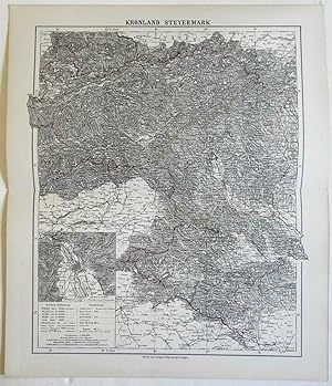 Austrian Crown Lands Steyermark Graz 1874 Flemming detailed large map