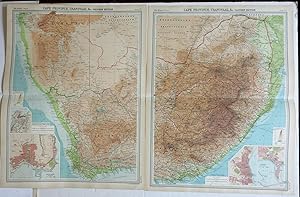 South Africa Cape Province 1922 large detailed two sheet map