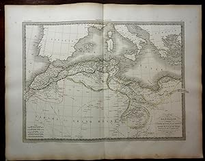 North Africa Morocco Algeria Tunis Tripoli Fez 1829 Lapie large folio map