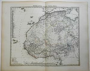 West Africa Morocco Guinea Ivory Coast Songhai 1878 Stieler detailed map