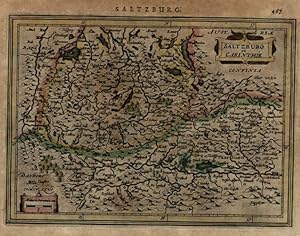 Salzburg Austria Carinthia Europe 1628 Mercator miniature map w/ old hand color