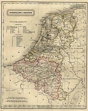Netherlands & Belgium Low Countries Flanders Brabant 1854 Biller engraved map