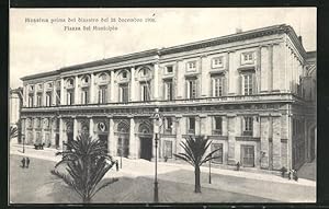 Cartolina Messina, prima del disastro del 28 Decmebre 1908. Piazza del Municipio