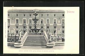 Cartolina Palermo, Parte centrale della gran fontana in piazza pretoria