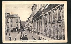 Cartolina Messina, Corso Garibaldi e Palazzo Municipale