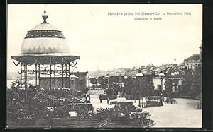 Cartolina Messina, prima del disastro del 28 Decembre 1908. Giardino a mare