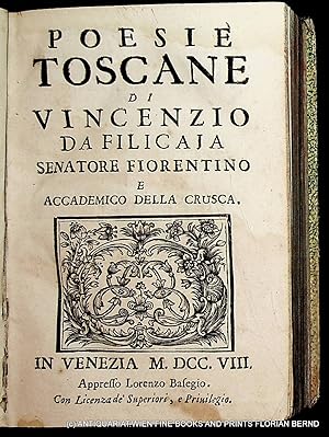 Poesie toscane di Vincenzio da Filicaja senatore fiorentino e Accademico della Crusca.