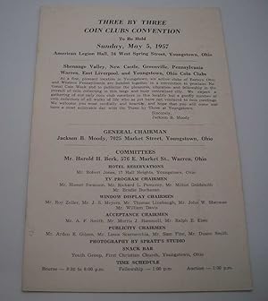 Three by Three Coin Clubs Convention to be Held Sunday, May 5, 1957, Youngstown, Ohio
