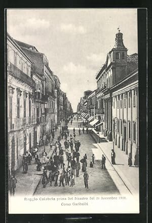 Cartolina Reggio Calabria, Corso Garibaldi prima del disastro del 28 decembre 1908