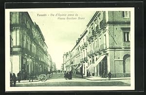 Cartolina Taranto, Via d`Aquinio presa da Piazza Giordano Bruno