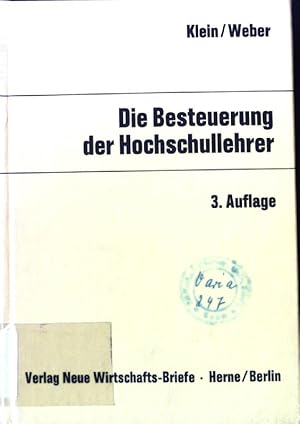 Imagen del vendedor de Die Besteuerung der Hochschullehrer. a la venta por books4less (Versandantiquariat Petra Gros GmbH & Co. KG)