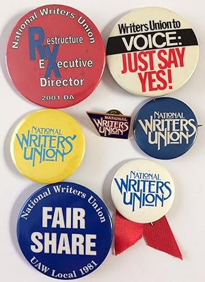 [Seven different pinback buttons]